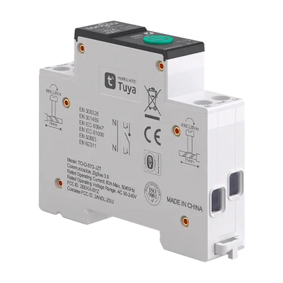 Disjuntor Inteligente ZigBee TUYA 1P 63A TO-Q-SY2-JZT com Medidor