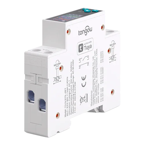 Disjuntor Inteligente WiFi TUYA 1P 50A TO-Q-SYS-JWT com LCD e Medidor