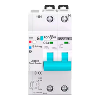 Magnetotérmico Inteligente Tongou 2P TOQCB2-80 1-63A Curva C Zigbee