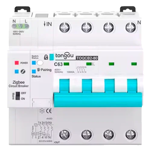 Magnetotérmico Inteligente Tongou 4P TOQCB2-80 1-63A Curva C Zigbee