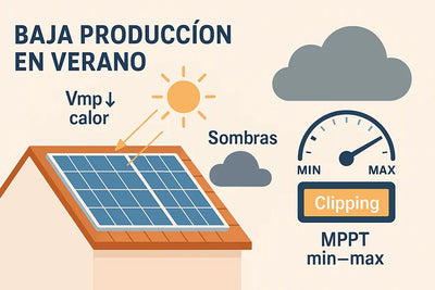 Baja producción en verano: diagnóstico de temperatura, MPPT y sombras
