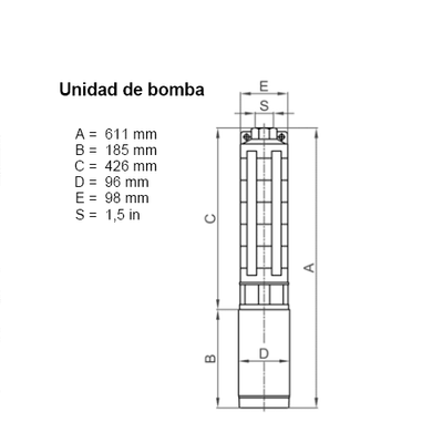 Bomba Solar Submersível Lorentz PU1800 C-SJ5-12 7,6m³/h 70m Centrífuga