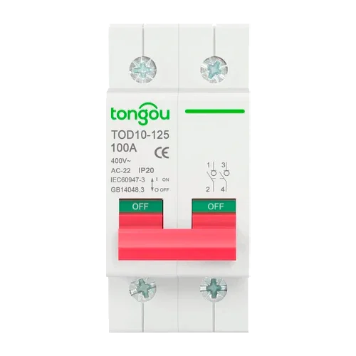 Disjuntor magnetotérmico 2P 400V 100A Tongou TOD10-125