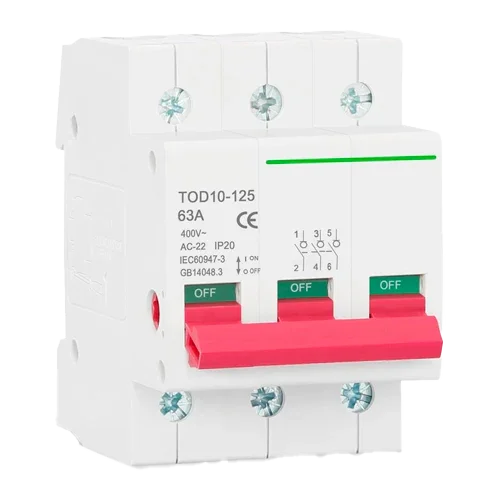 Disjuntor magnetotérmico 3P 400V 63A Tongou TOD10-125