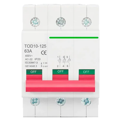 Disjuntor magnetotérmico 3P 400V 63A Tongou TOD10-125