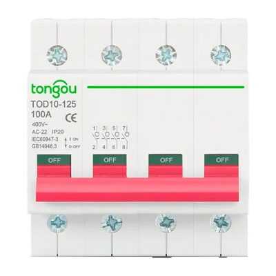 Disjuntor magnetotérmico 4P 400V 100A Tongou TOD10-125