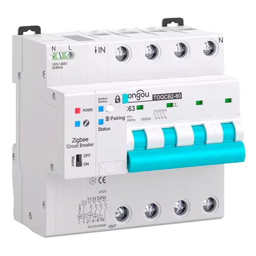 Magnetotérmico Inteligente Tongou 4P TOQCB2-80 1-63A Curva C Zigbee