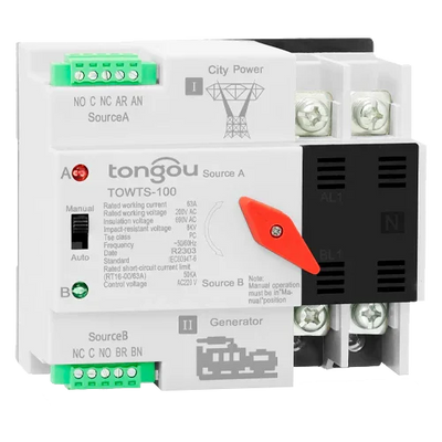 Interruptor de Transferência 2P ATS 100A Tongou TOWTS-100