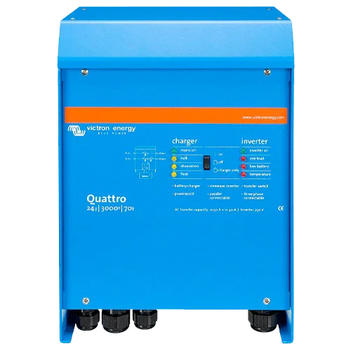 Inversor com Carregador Victron Quattro 24V 3000VA 24/3000/70-50/50