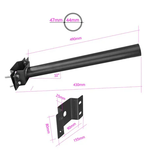 Suporte para Candeeiro Solar Preto 47mm Poste ou Parede JND-77862