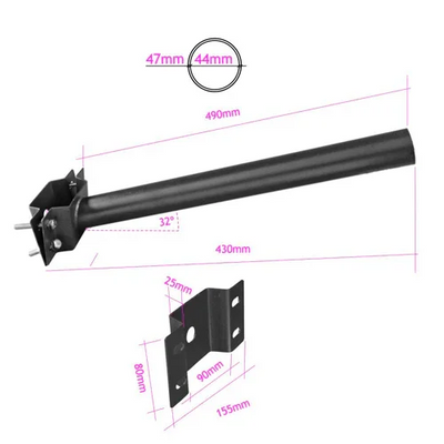 Suporte para Candeeiro Solar Preto 47mm Poste ou Parede JND-77862